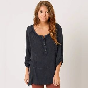 Free People Stargazer Henley tee in washed black size large